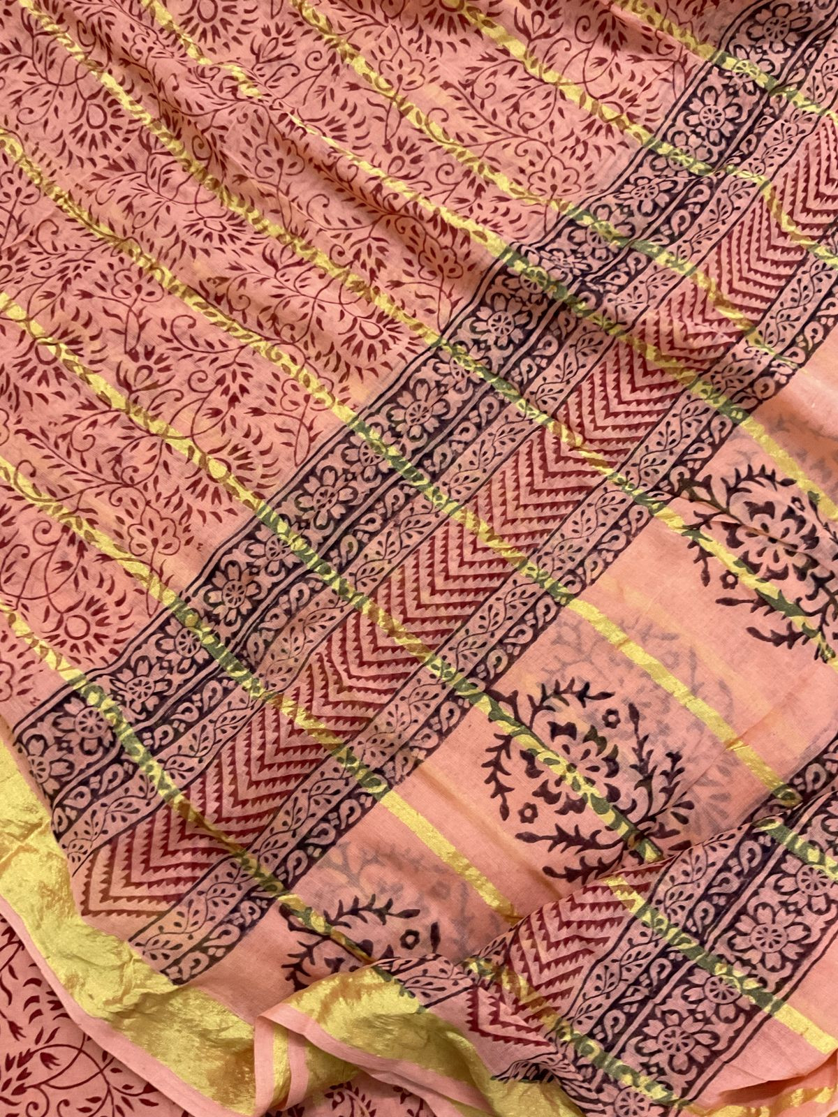 Pure Cotton Bagh Printed Banarasi Weaved Suit - Peach