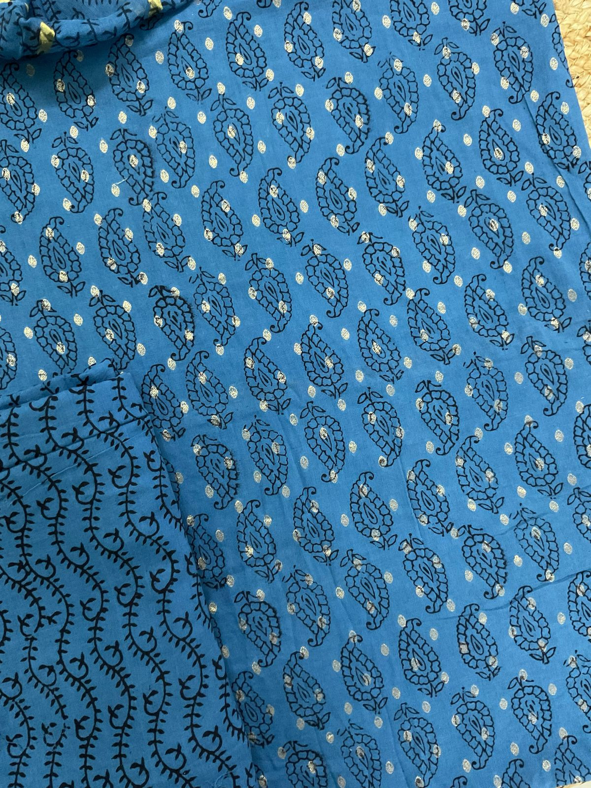 Pure Cotton Bagh Printed Banarasi Weaved Suit - Blue