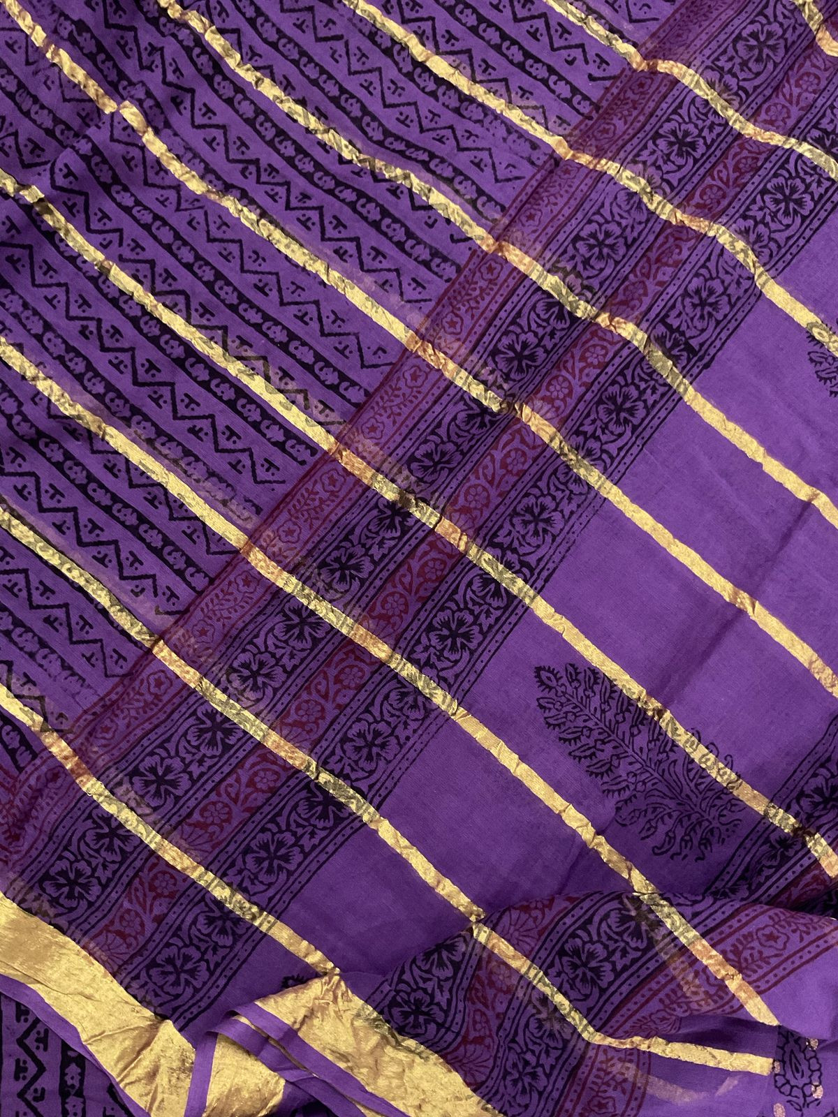 Pure Cotton Bagh Printed Banarasi Weaved Suit - Purple