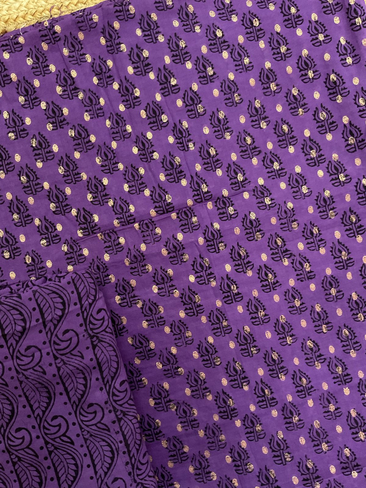 Pure Cotton Bagh Printed Banarasi Weaved Suit - Purple