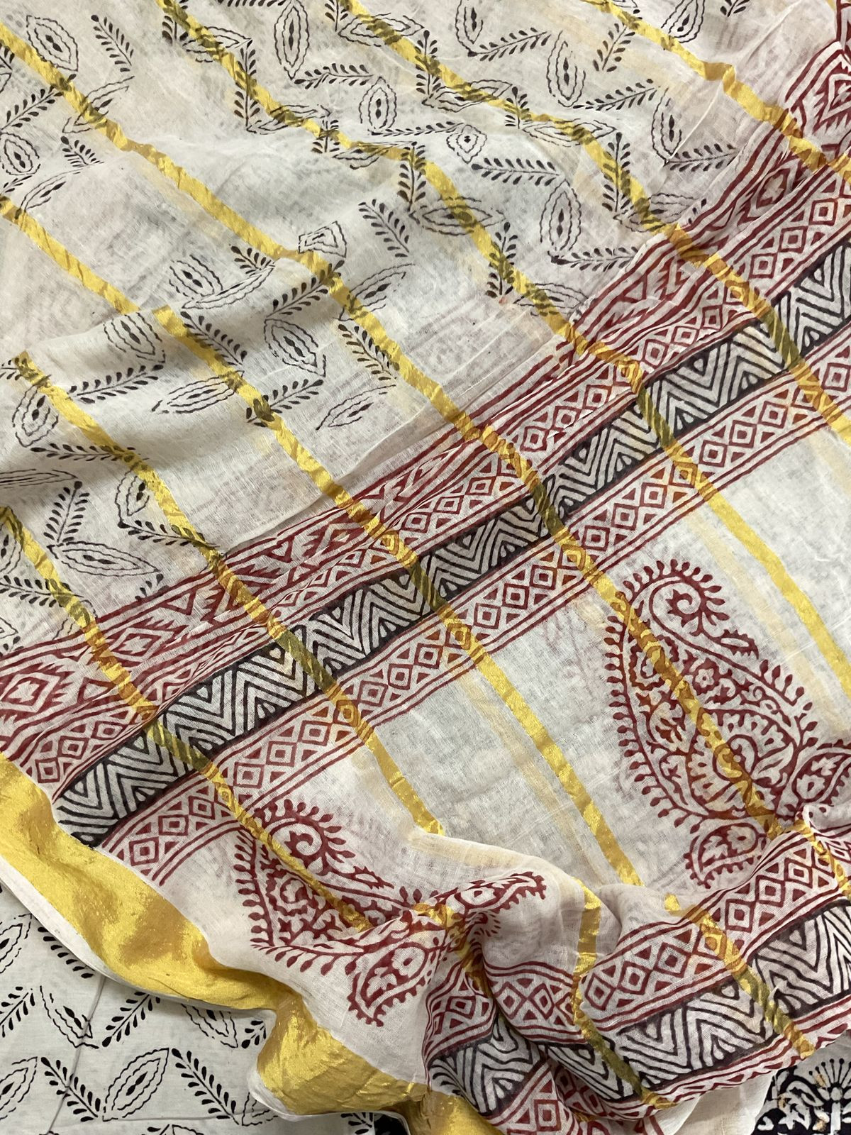 Pure Cotton Bagh Printed Banarasi Weaved Suit - Black