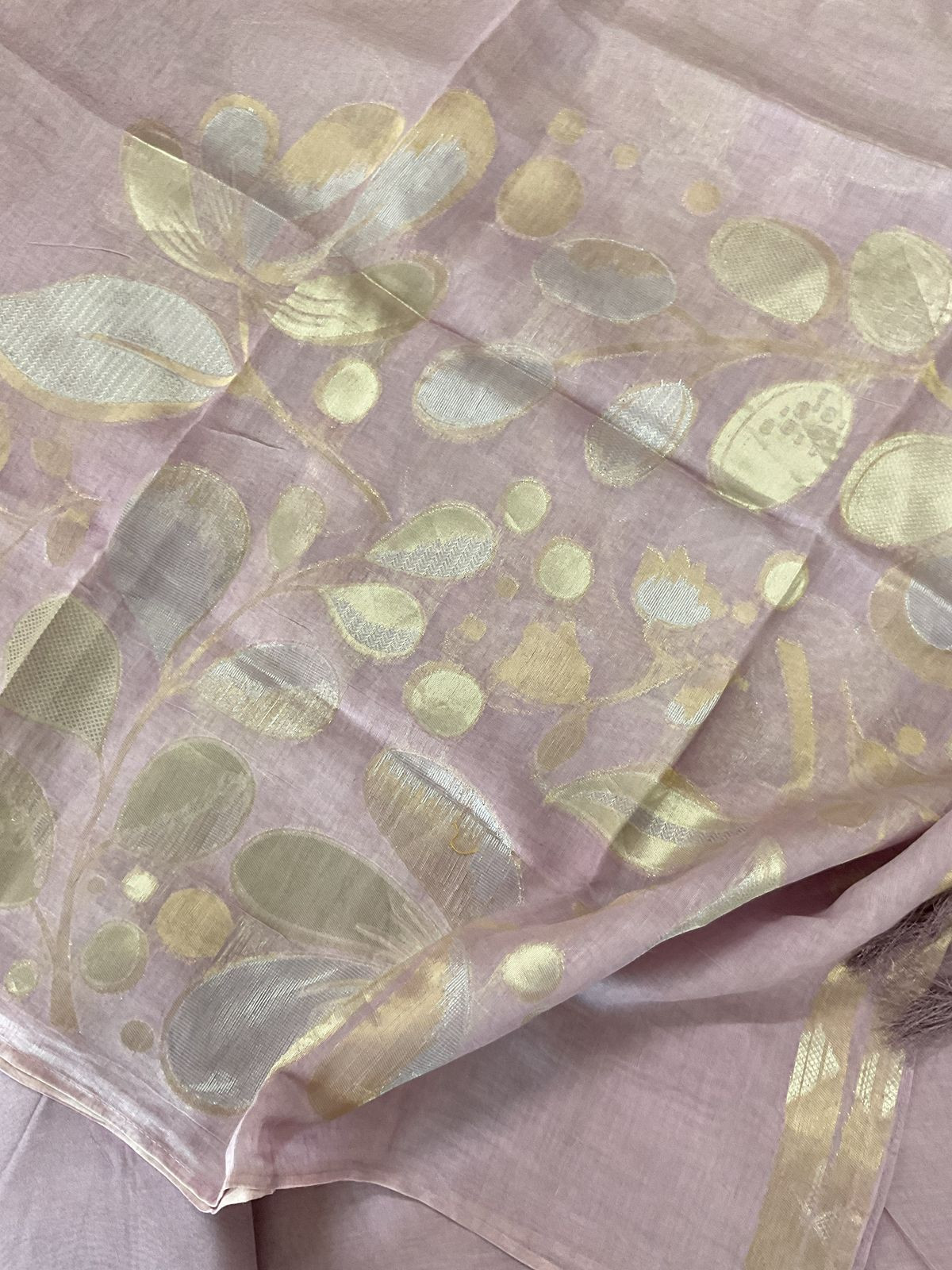 Soft Fine Chanderi Embroidered Jamdani Suit - Lavender