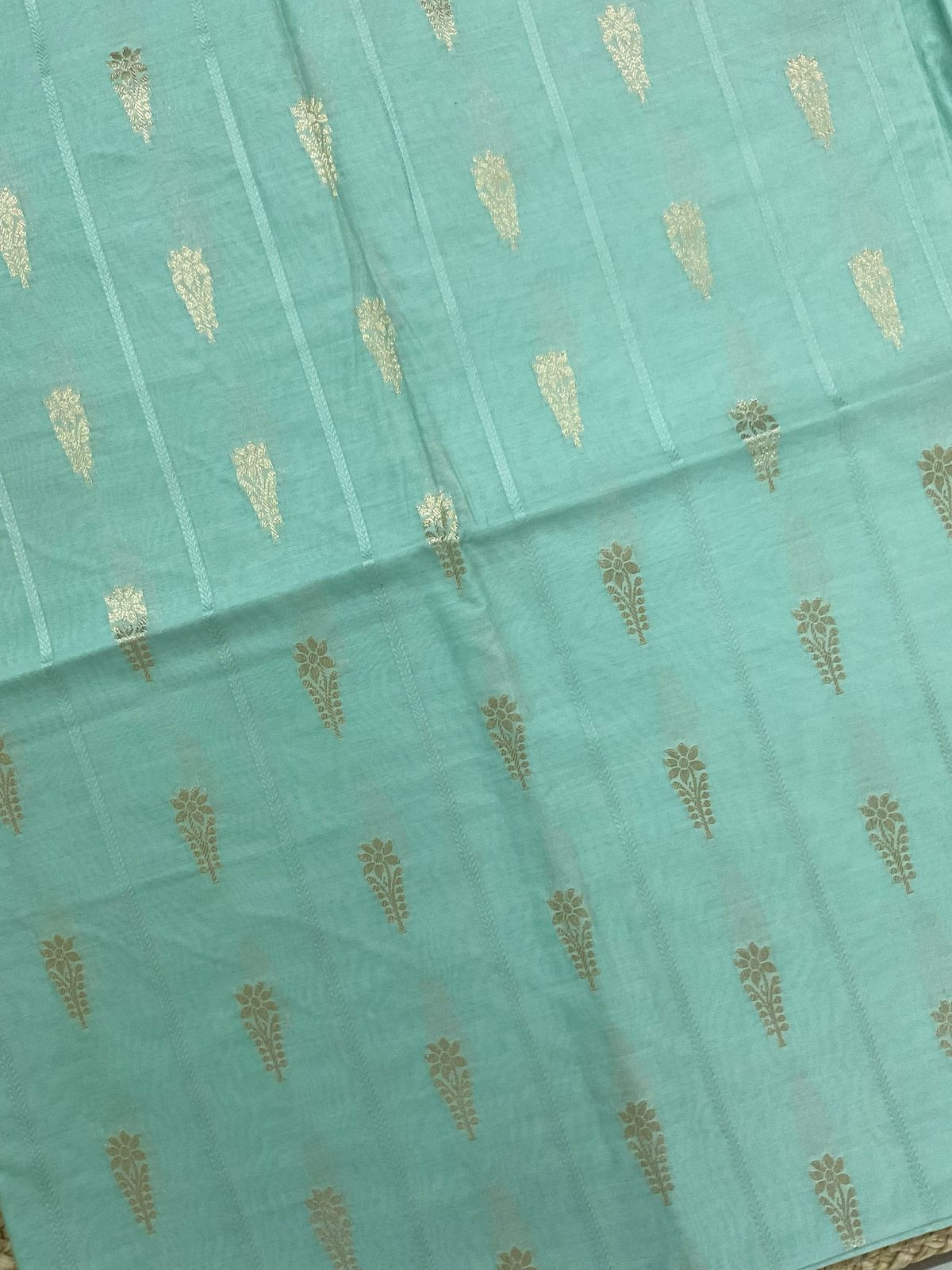 Soft Chanderi Banarasi Weaved Suit - Sea Blue