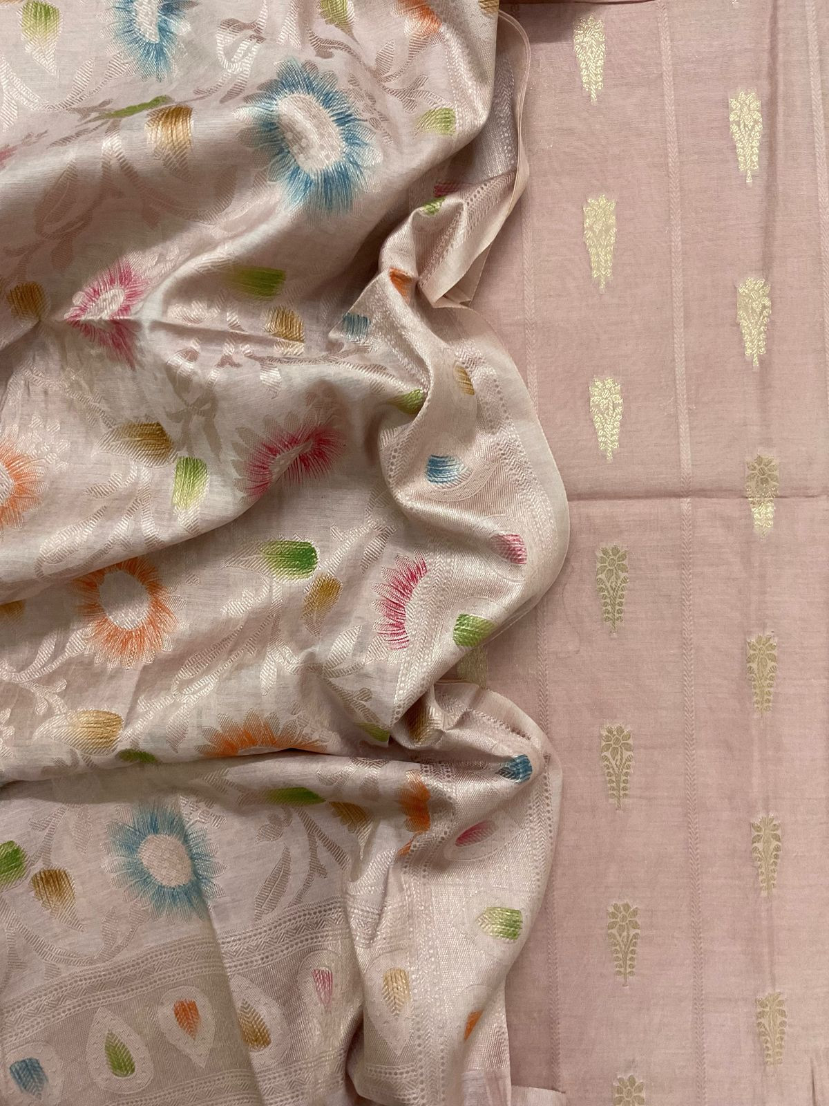 Soft Chanderi Banarasi Weaved Suit - Onion Pink