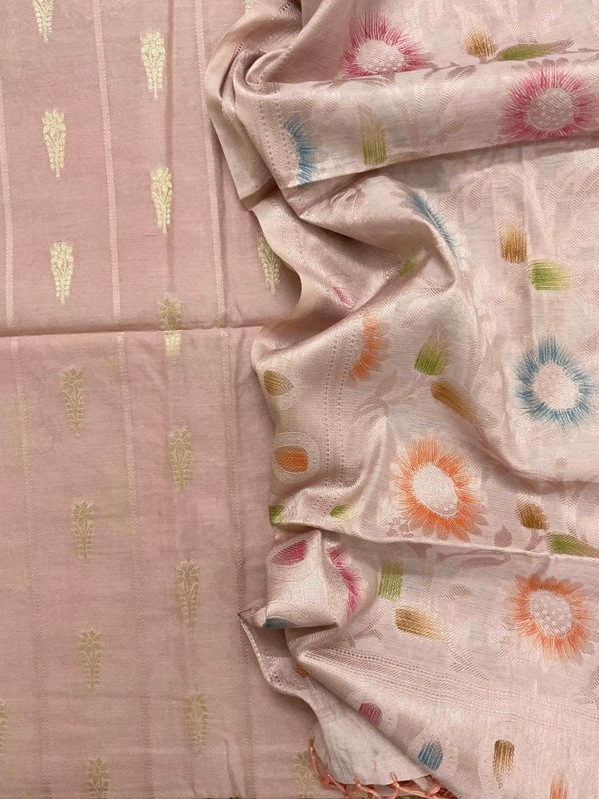 Soft Chanderi Banarasi Weaved Suit - Onion Pink
