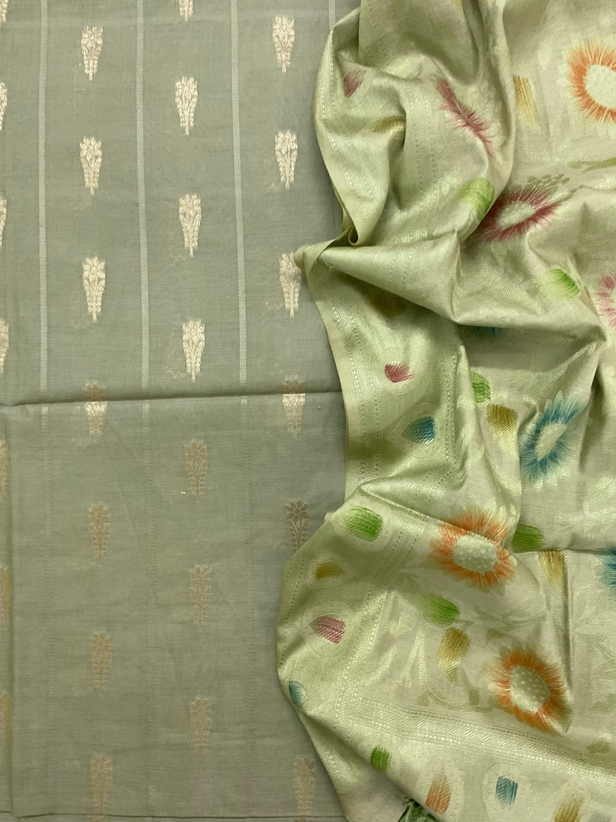 Soft Chanderi Banarasi Weaved Suit - Green