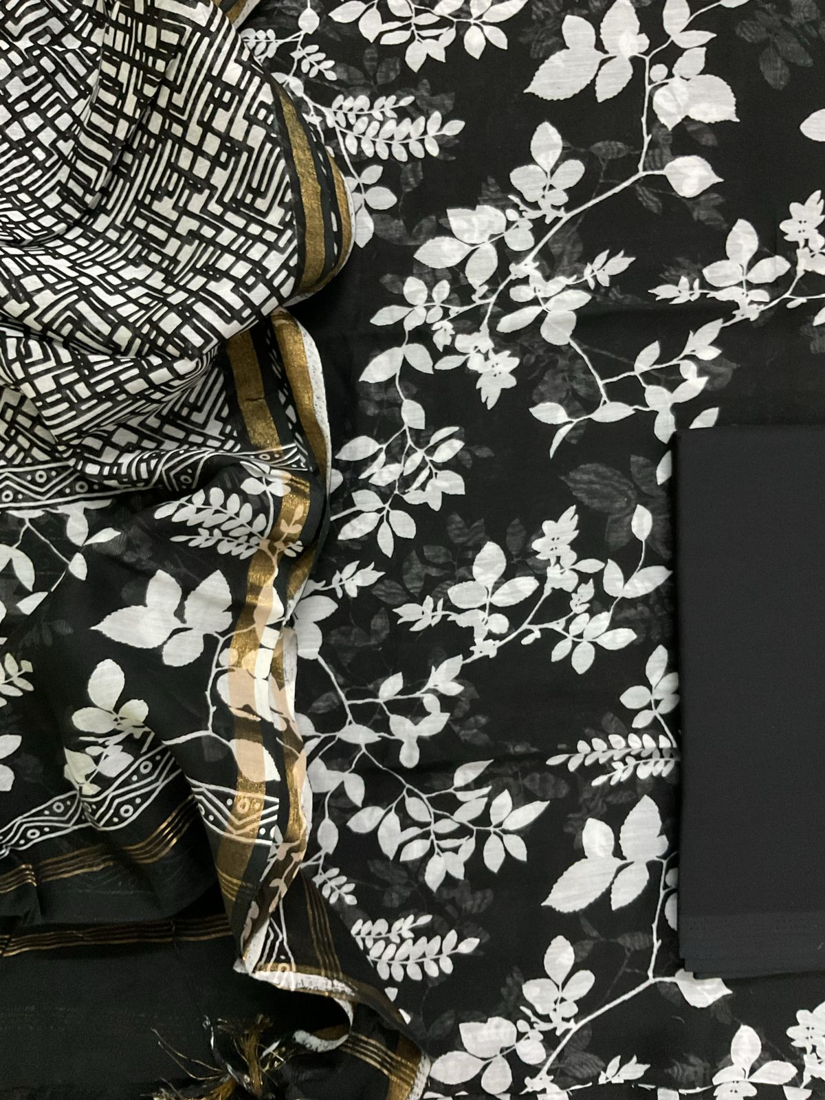 Pure Maheshwari Printed Suit - Black