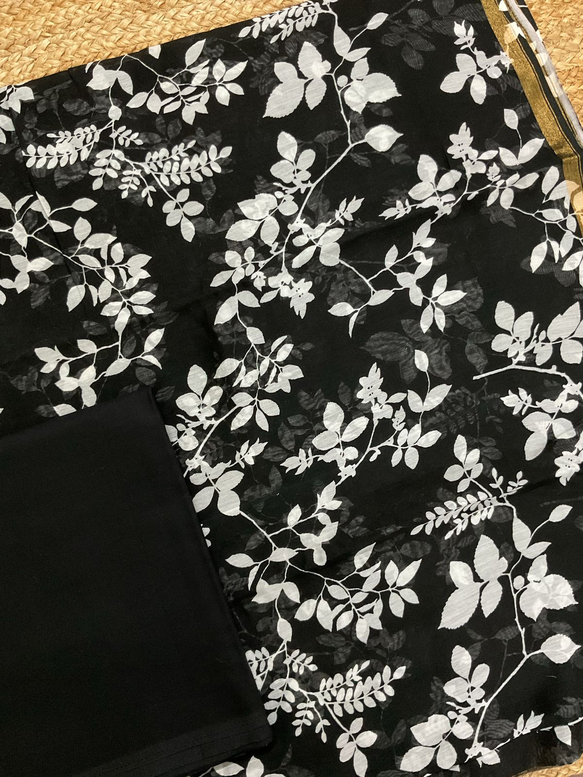 Pure Maheshwari Printed Suit - Black