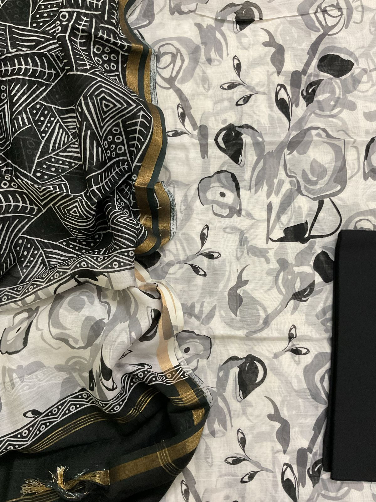 Pure Maheshwari Printed Suit - White