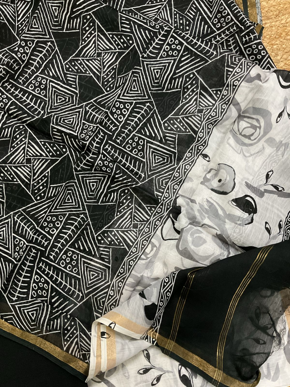 Pure Maheshwari Printed Suit - White