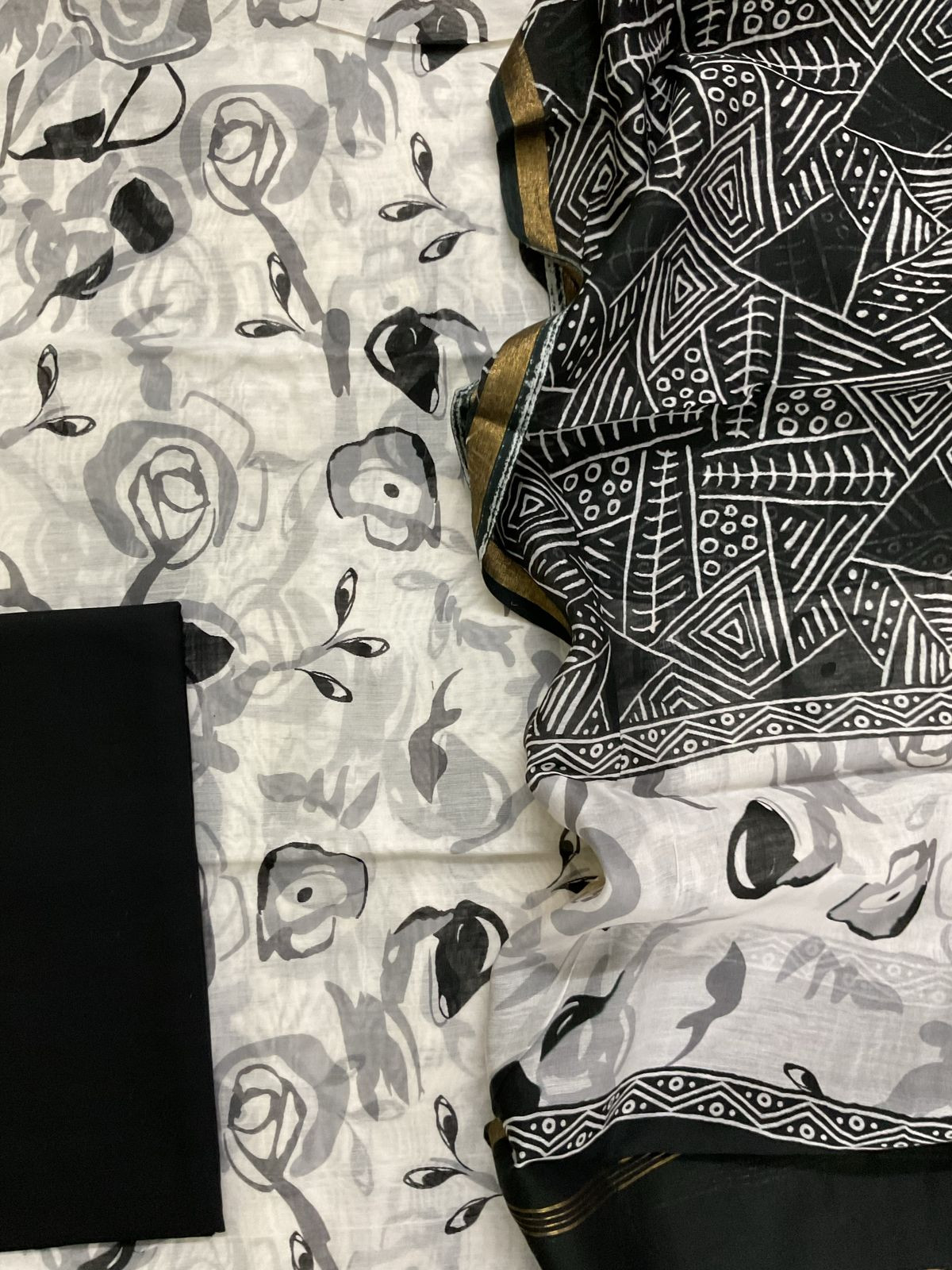 Pure Maheshwari Printed Suit - White