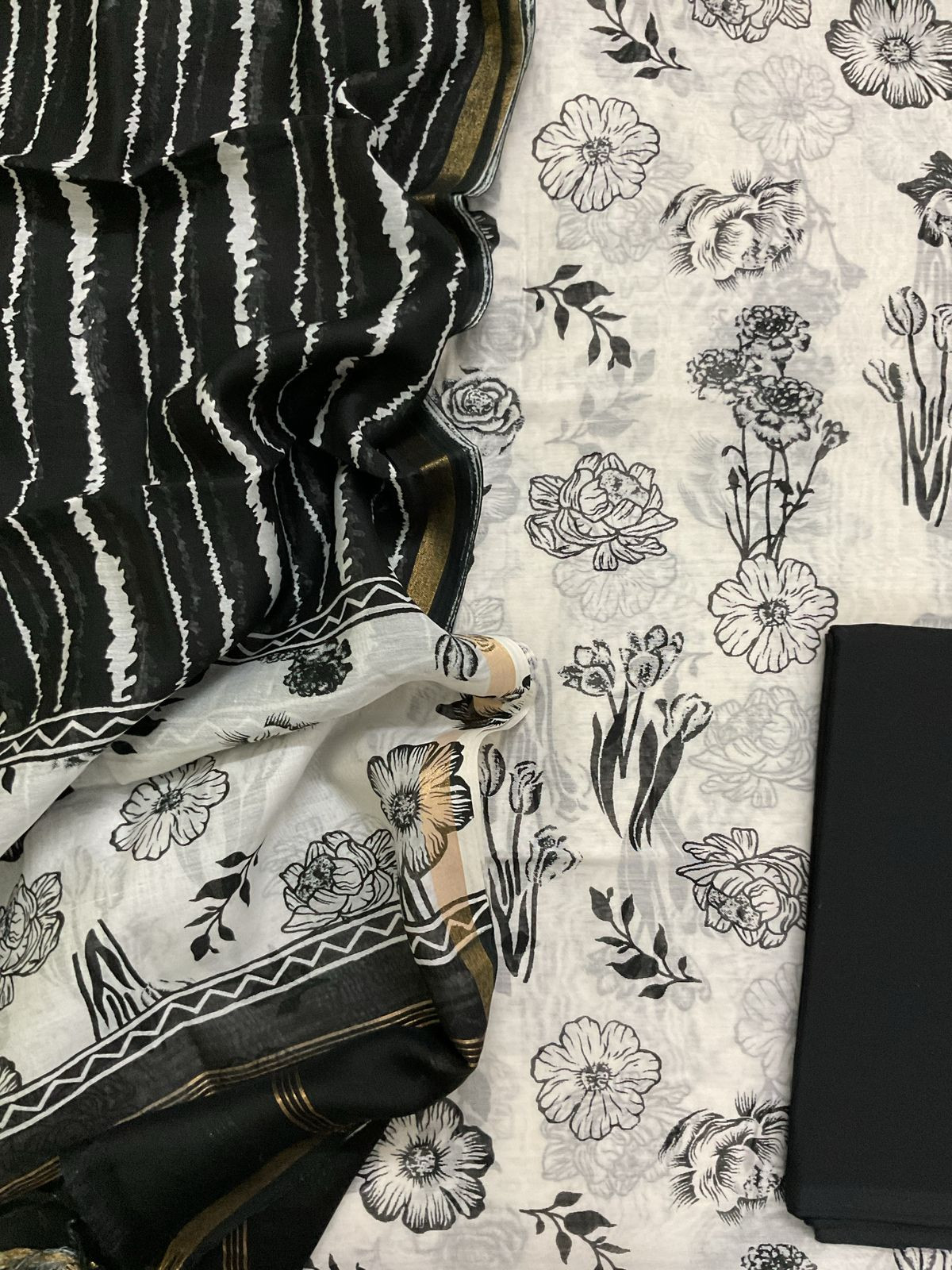 Pure Maheshwari Printed Suit - White