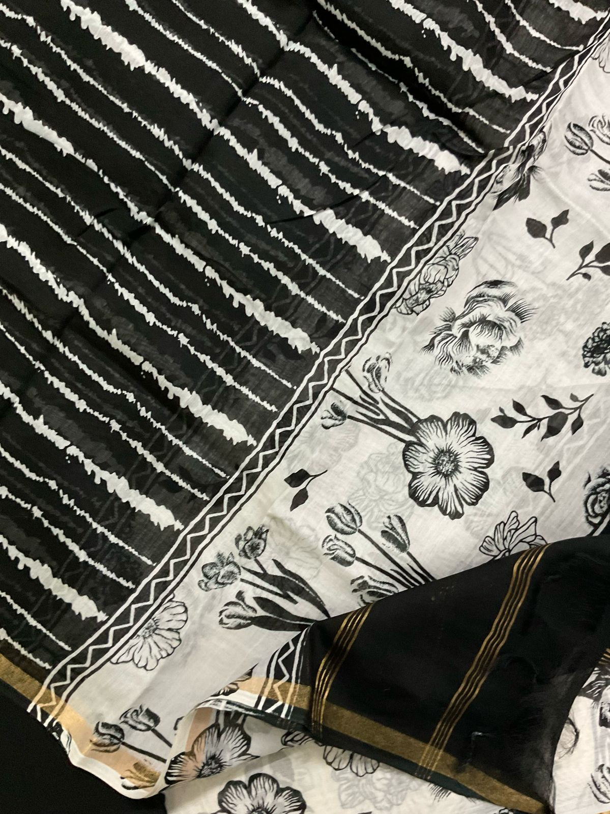 Pure Maheshwari Printed Suit - White