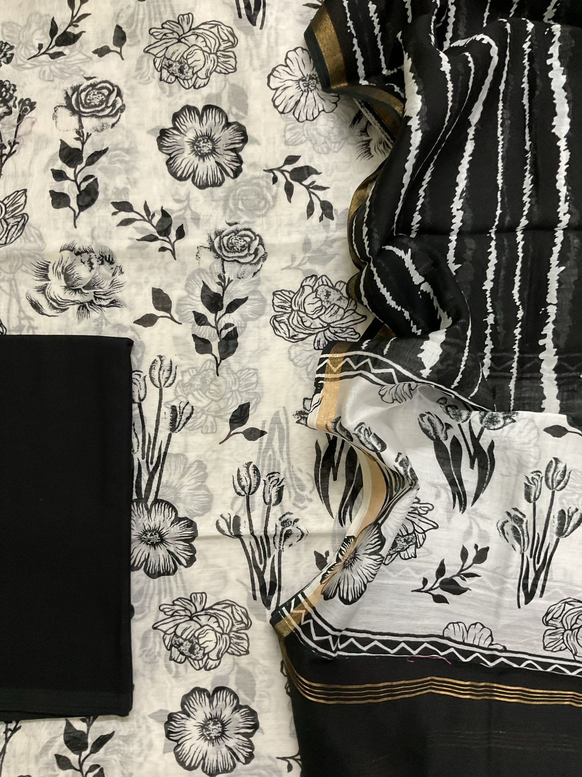 Pure Maheshwari Printed Suit - White