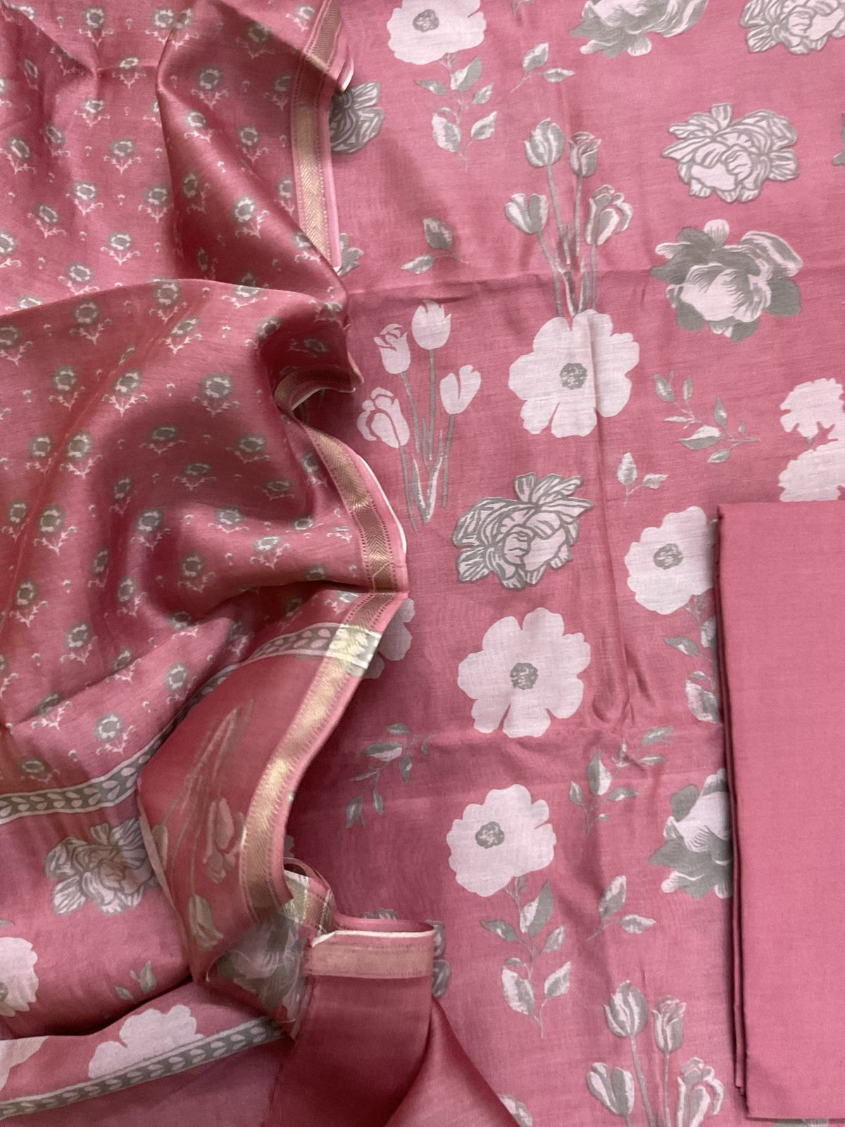 Pure Maheshwari Printed Suit - Pink