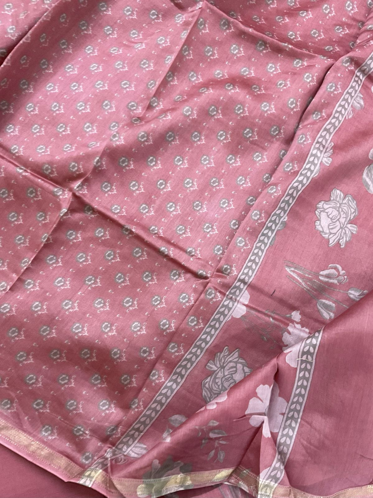 Pure Maheshwari Printed Suit - Pink