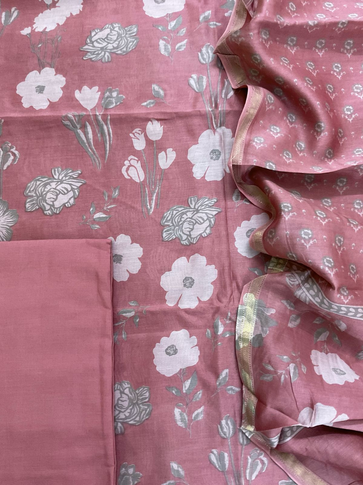 Pure Maheshwari Printed Suit - Pink