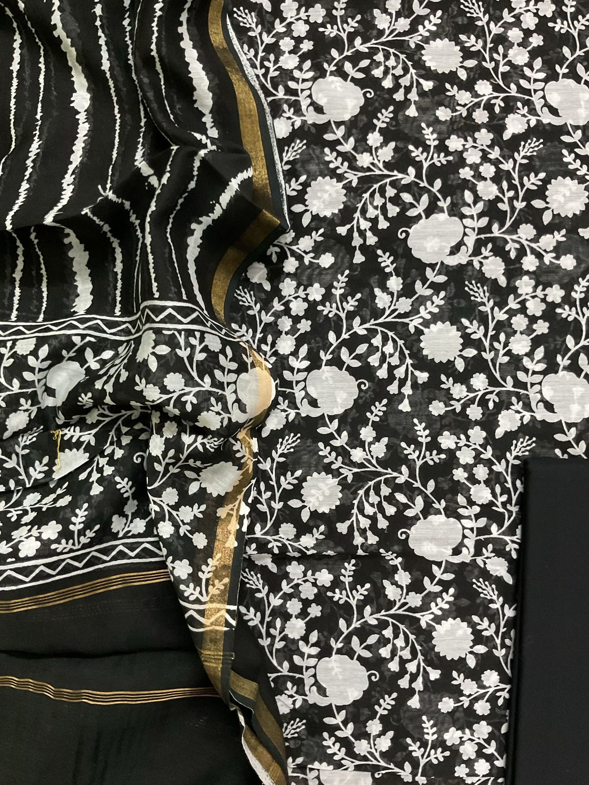 Pure Maheshwari Printed Suit - Black