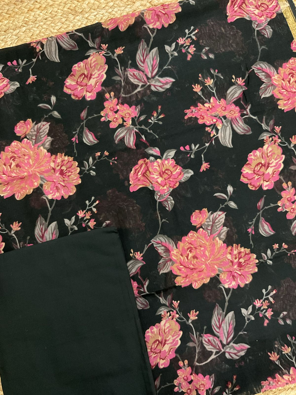 Pure Maheshwari Printed Suit - Black