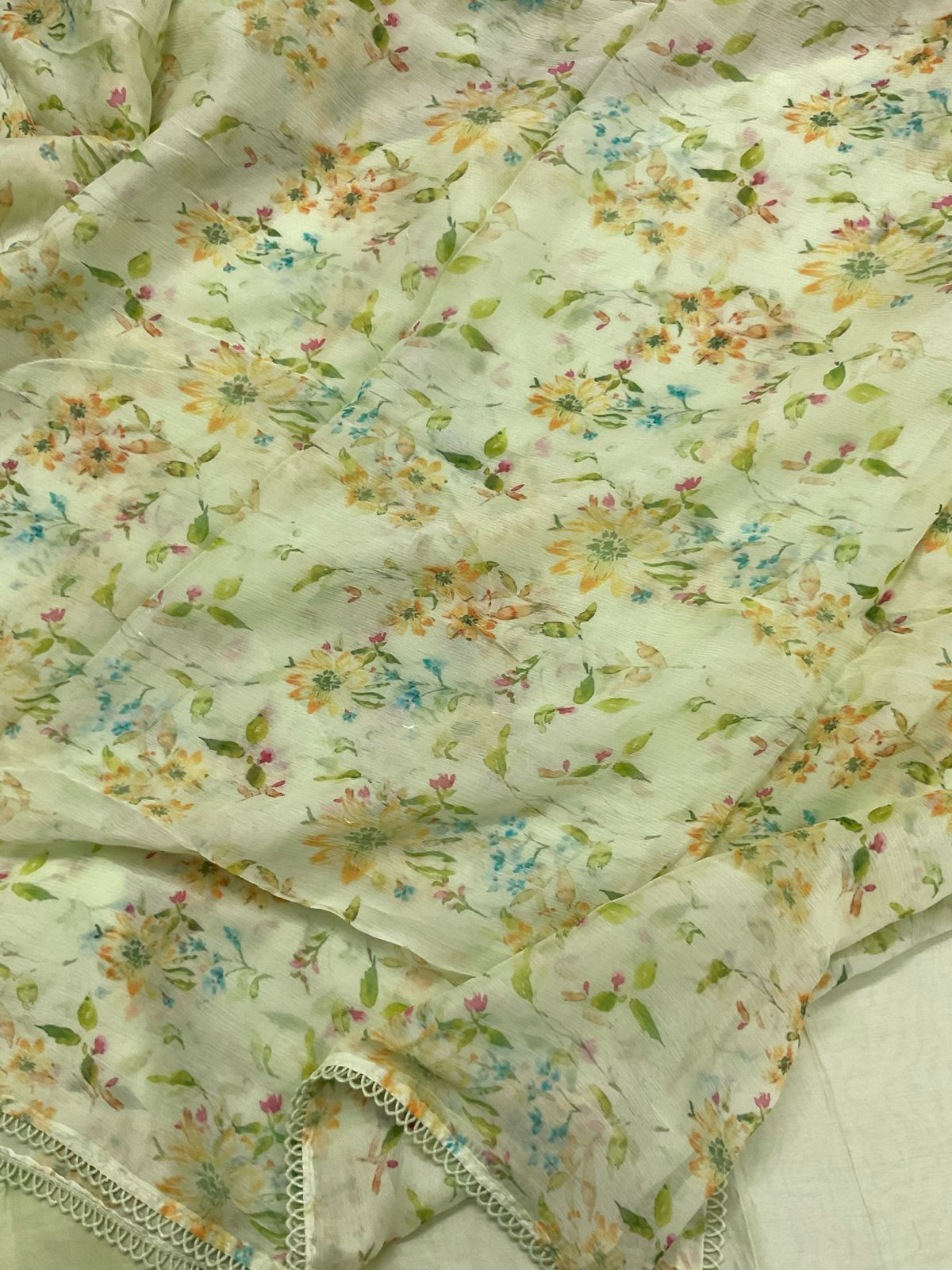 Pure Chanderi Printed Embroidered Suit - Green