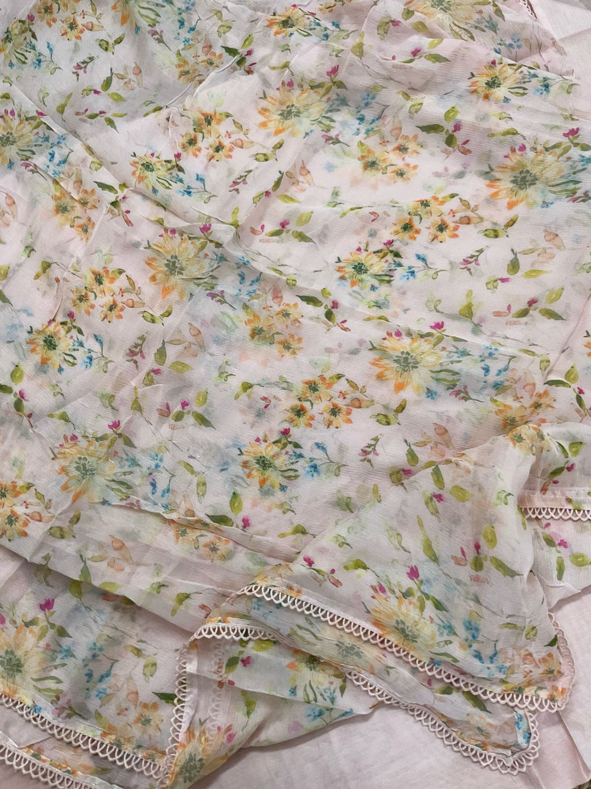 Pure Chanderi Printed Embroidered Suit - Baby Pink