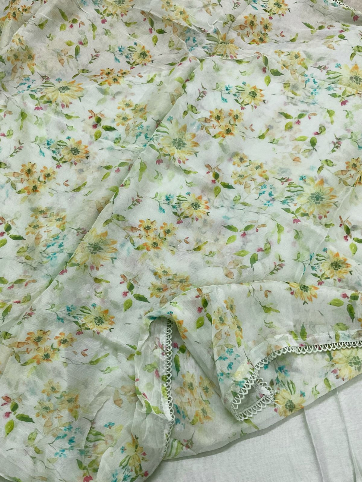 Pure Chanderi Printed Embroidered Suit - Sea Green