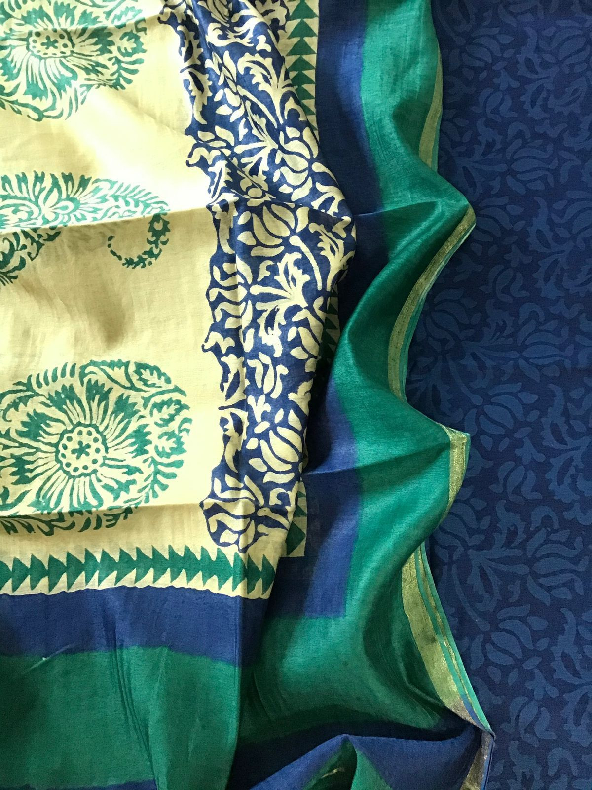 Pure Maheshwari Printed Suit - Blue