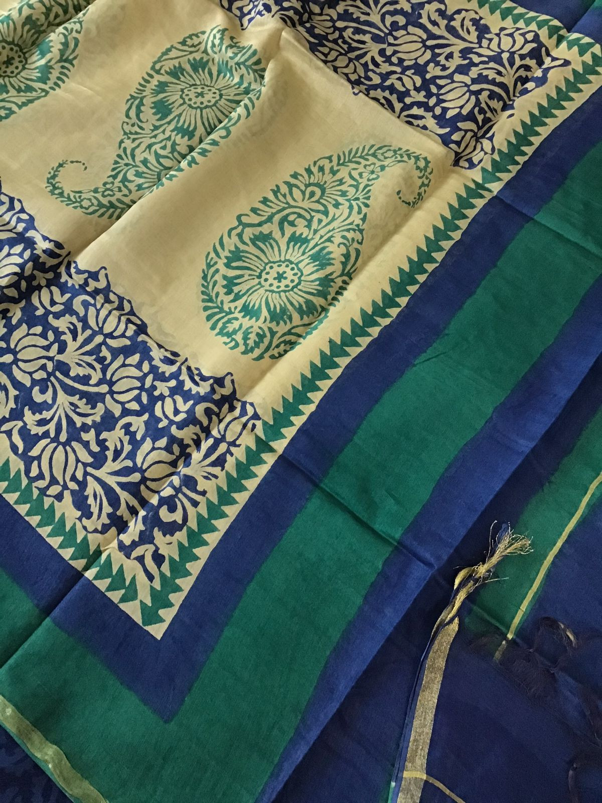 Pure Maheshwari Printed Suit - Blue