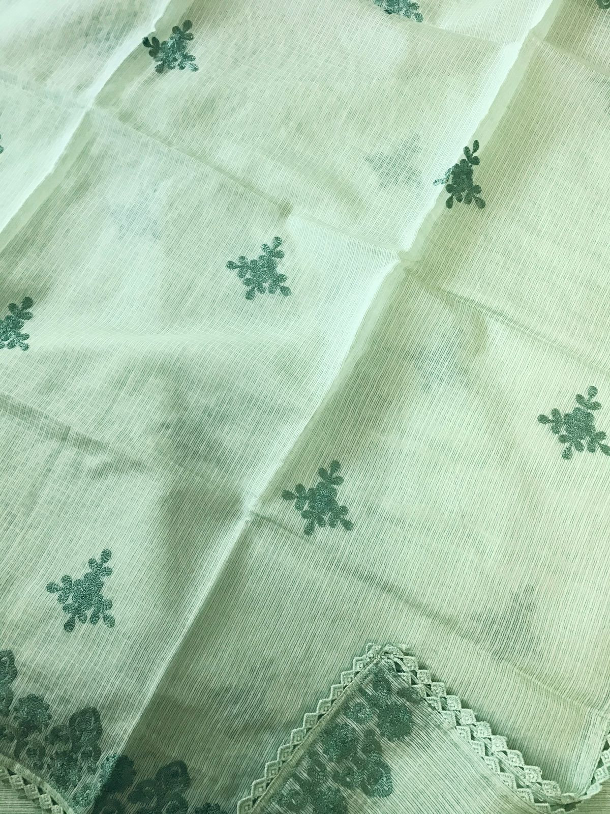 Soft Kota Silk Embroidered Suit - Green