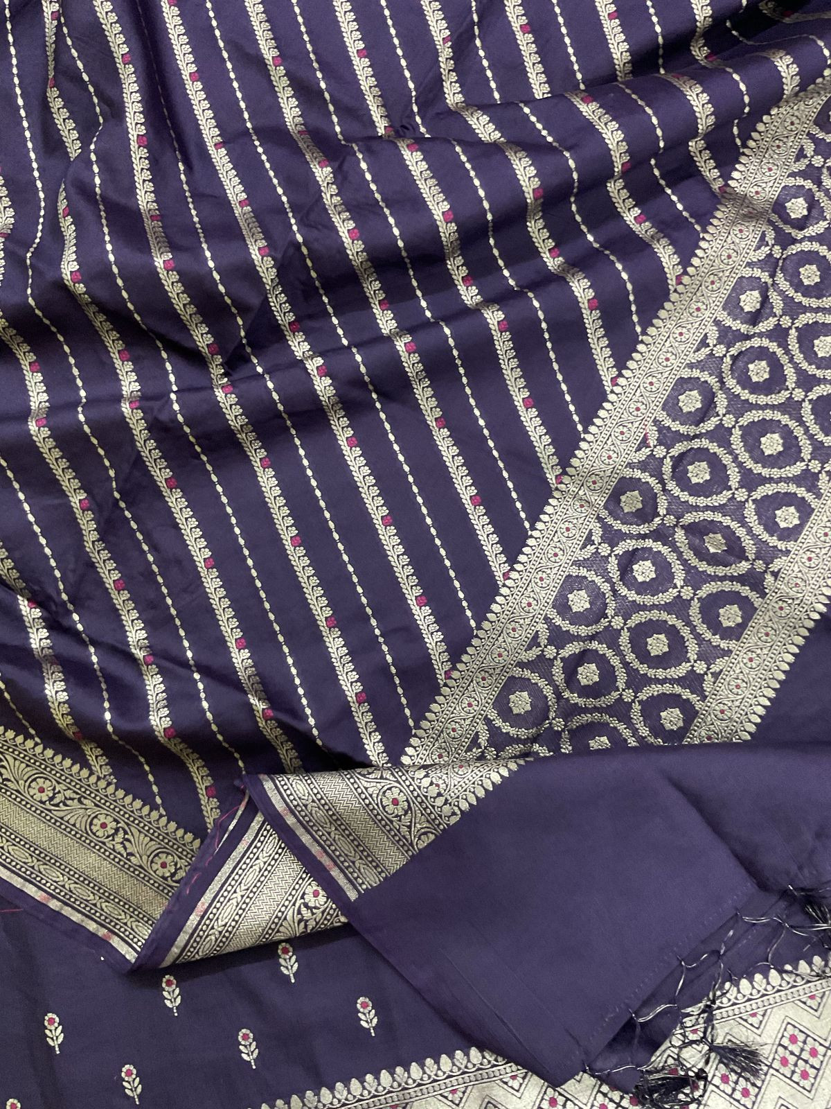 Pure Chanderi Silk Banarasi Weaved Suit - Purple