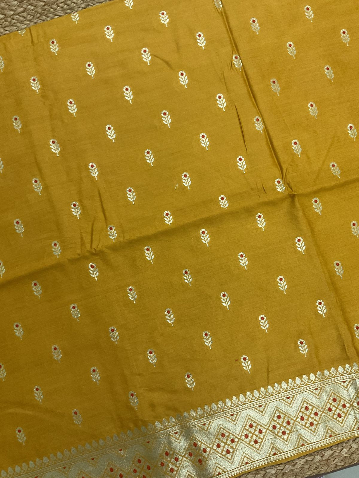 Pure Chanderi Silk Banarasi Weaved Suit - Yellow