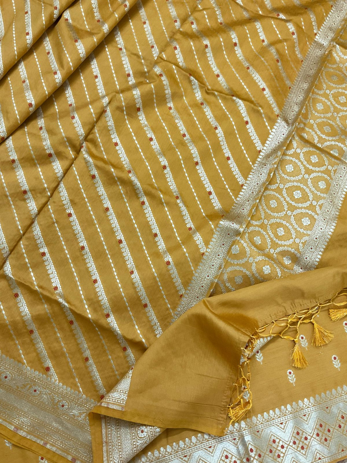 Pure Chanderi Silk Banarasi Weaved Suit - Yellow