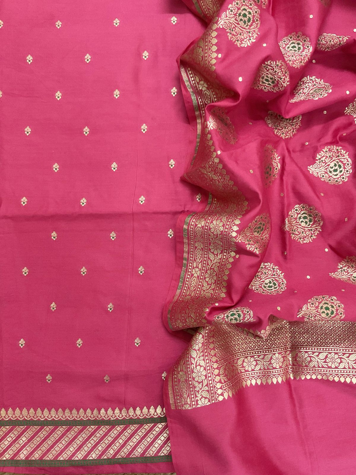 Pure Chanderi Silk Banarasi Weaved Suit - Pink