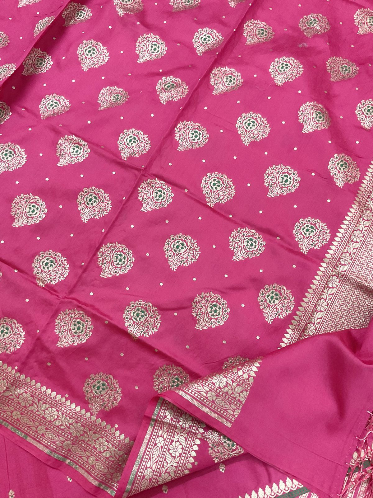 Pure Chanderi Silk Banarasi Weaved Suit - Pink