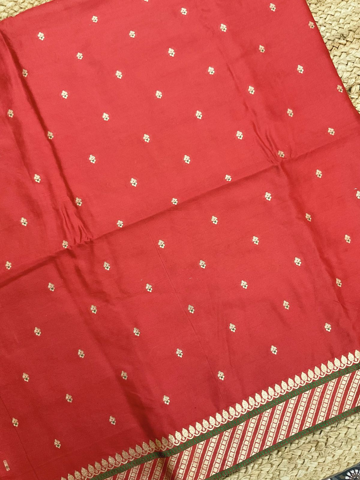 Pure Chanderi Silk Banarasi Weaved Suit - Red