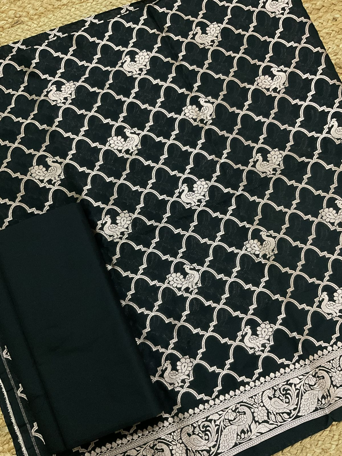 Pure Chanderi Banarasi Weaved Suit - Black