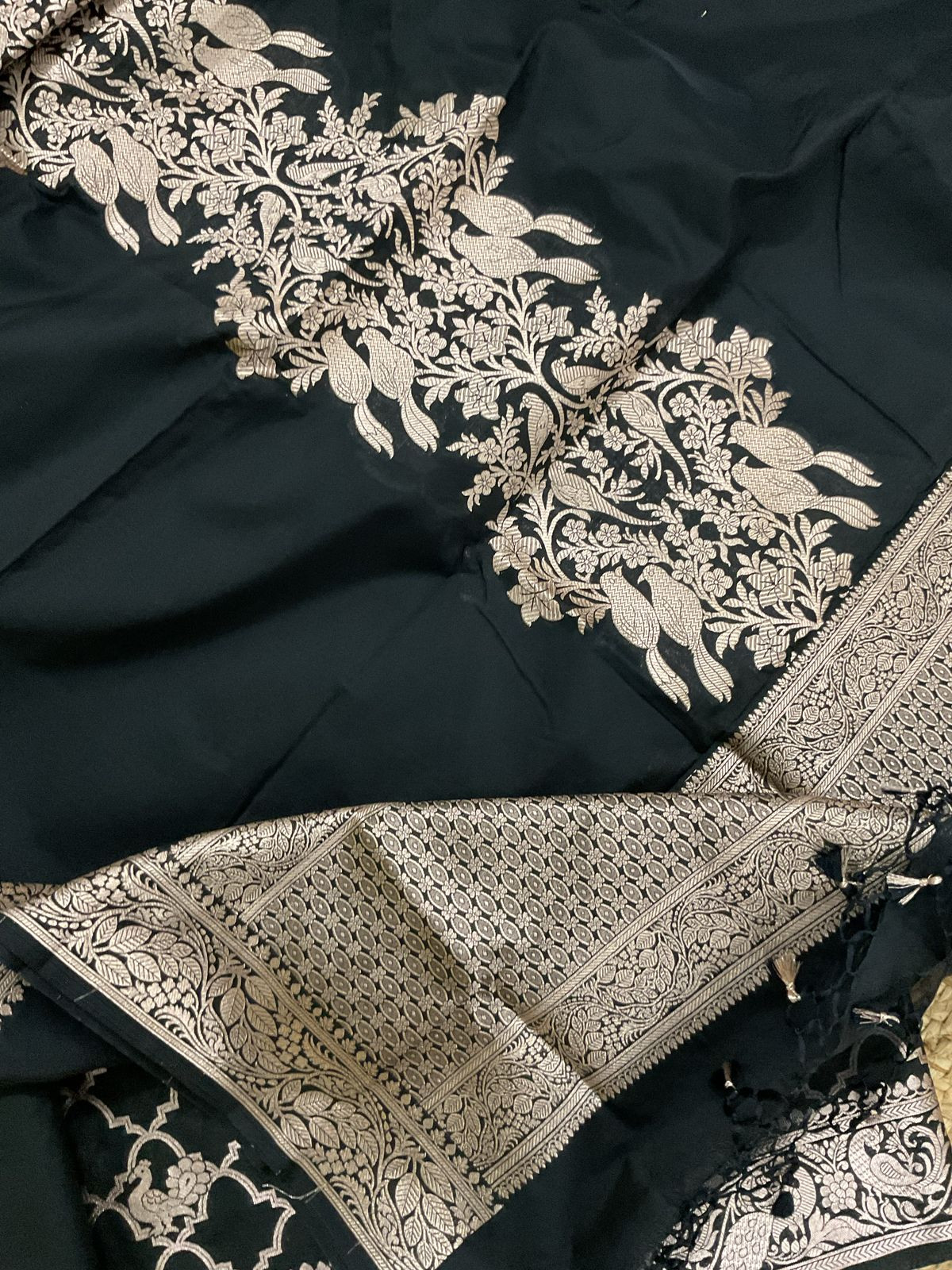 Pure Chanderi Banarasi Weaved Suit - Black