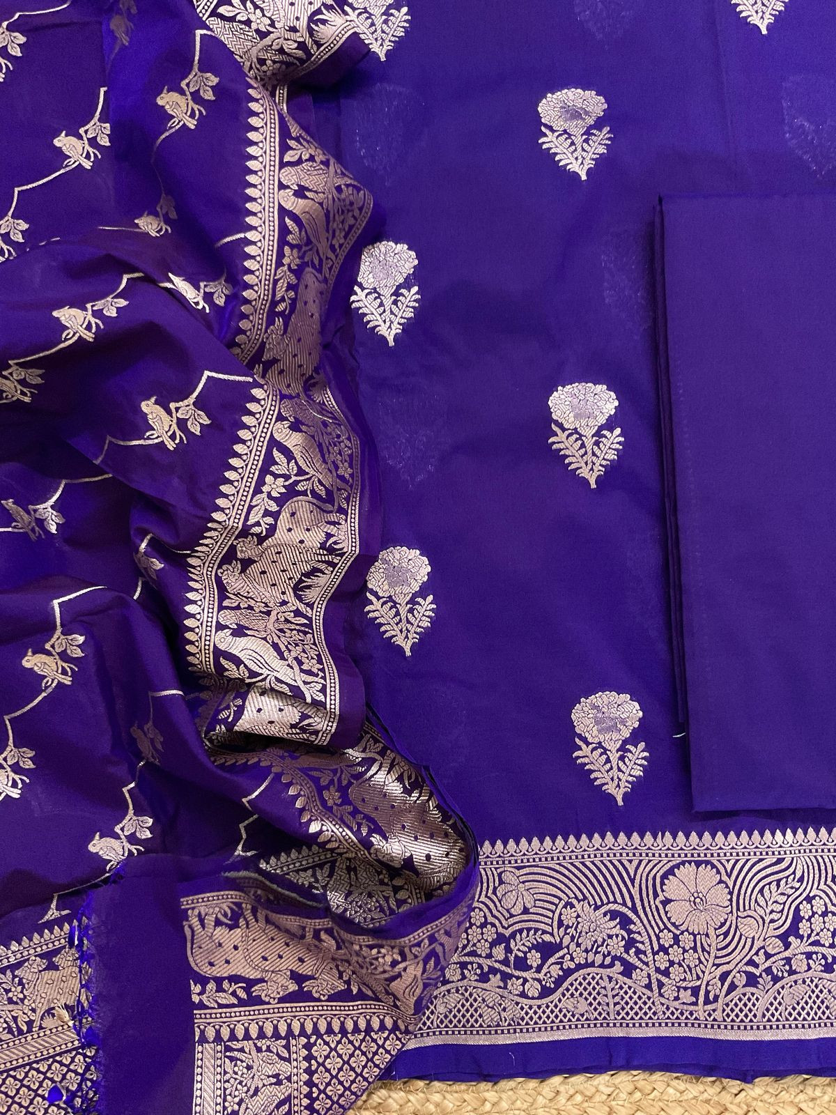 Pure Chanderi Banarasi Weaved Suit - Purple