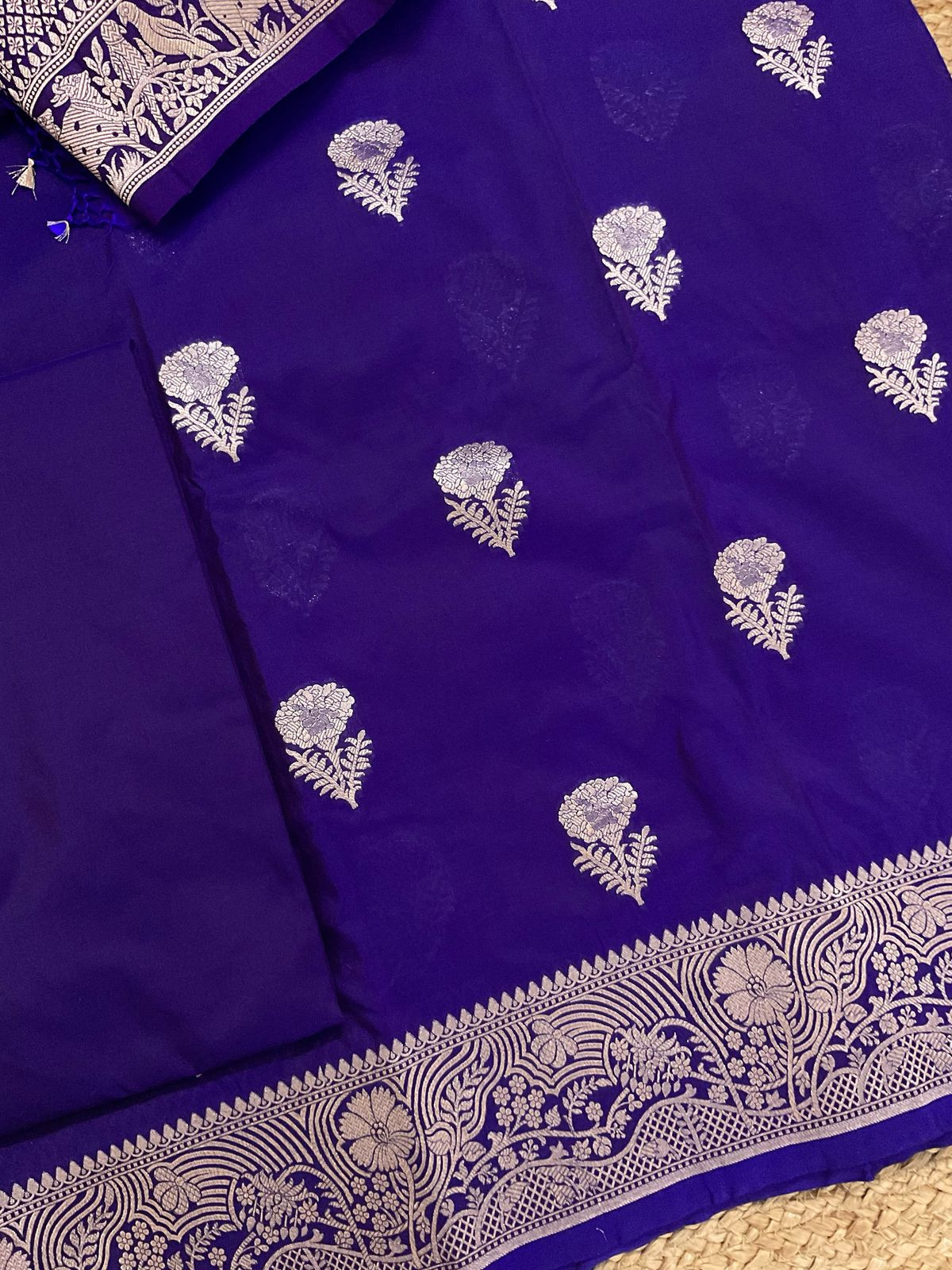 Pure Chanderi Banarasi Weaved Suit - Purple