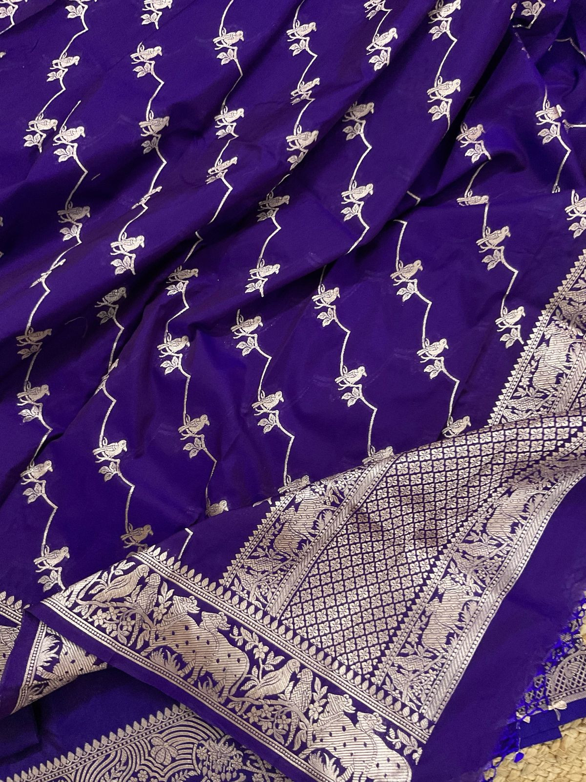 Pure Chanderi Banarasi Weaved Suit - Purple