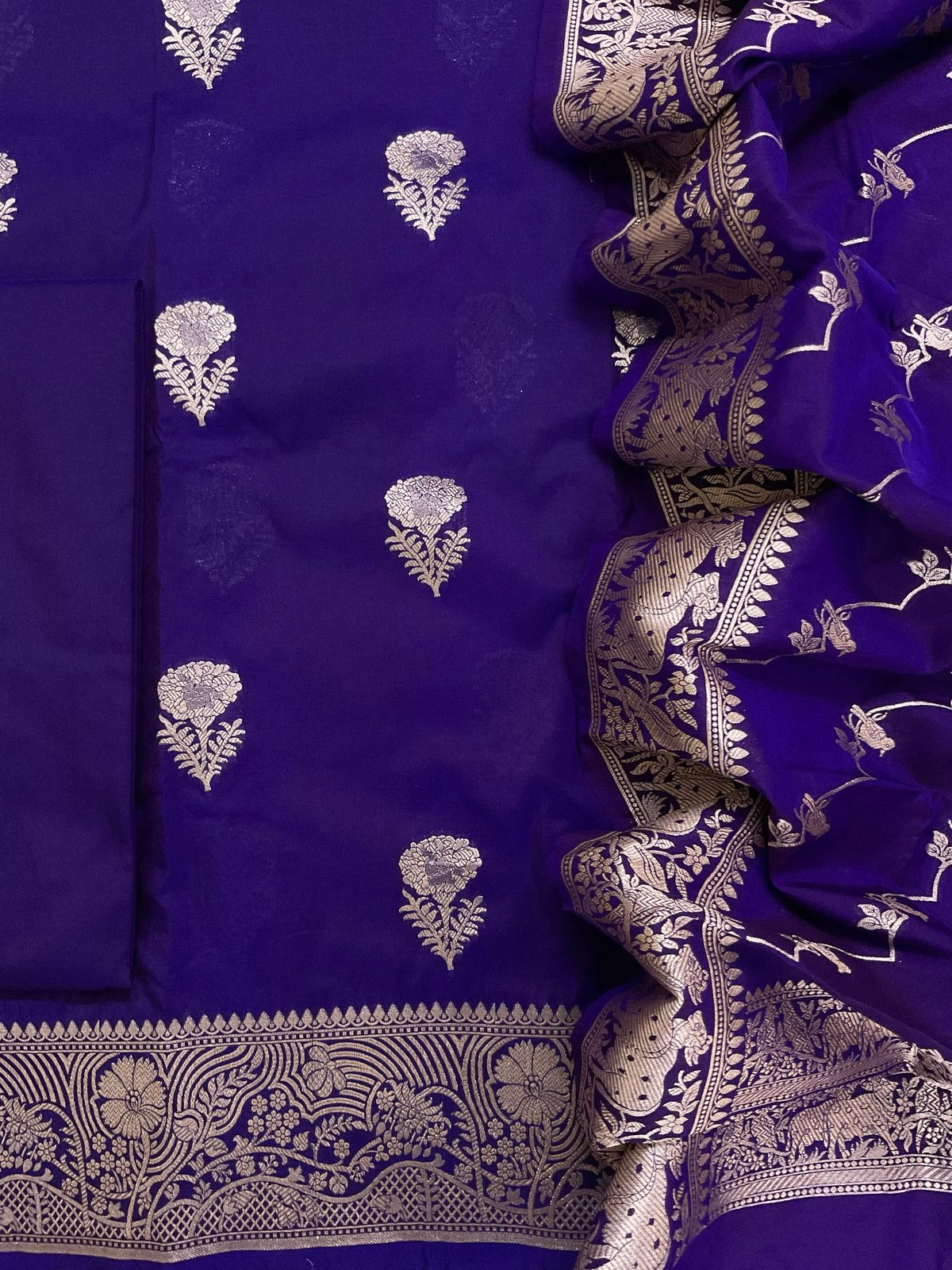 Pure Chanderi Banarasi Weaved Suit - Purple