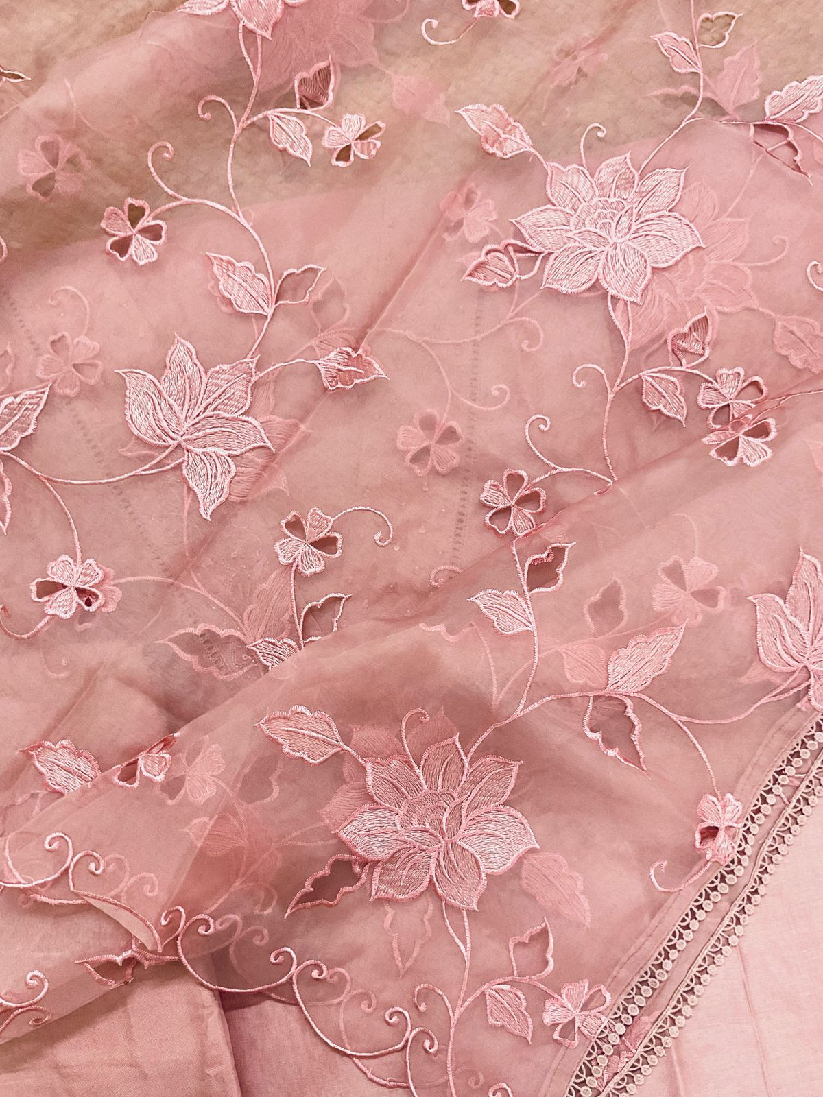 Pure Chanderi Embroidered Suit - Peach