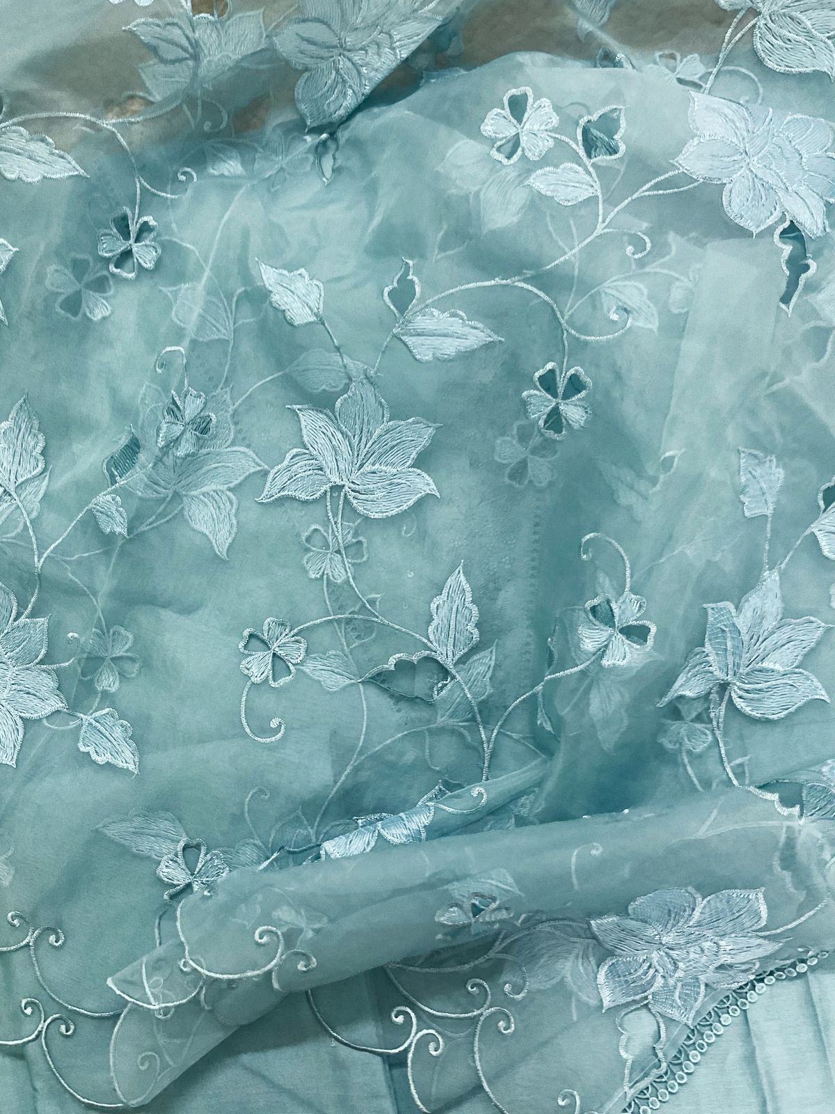 Pure Chanderi Embroidered Suit - Blue