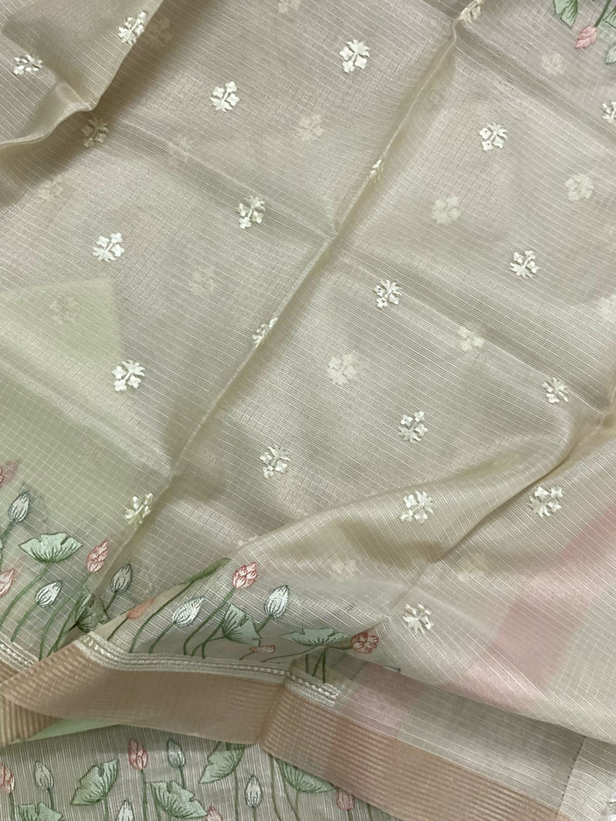 Soft Tissue Kota Silk Embroidered Suit - Green