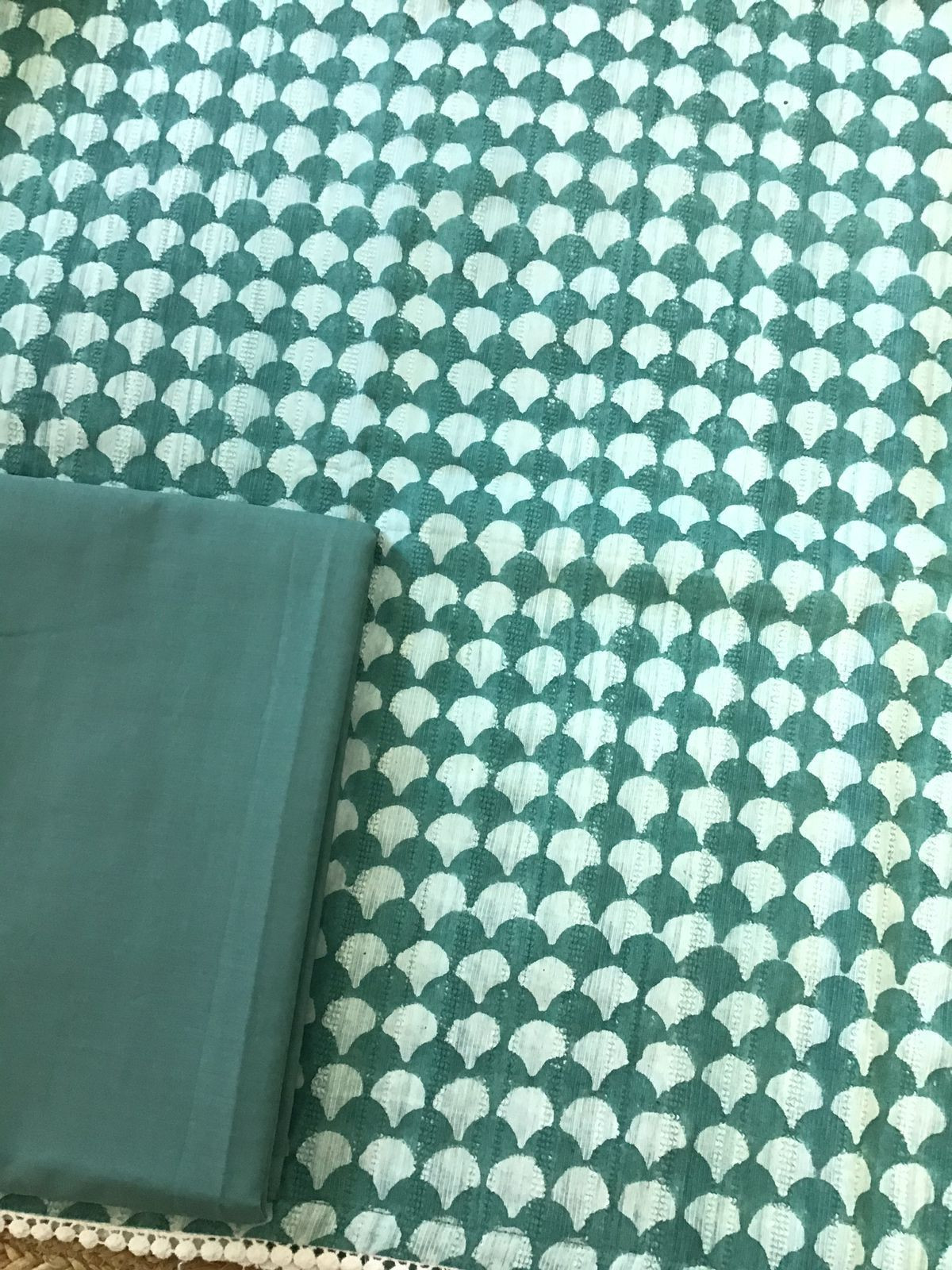 Pure Fine Cotton Printed Embroidered Suit - Blue