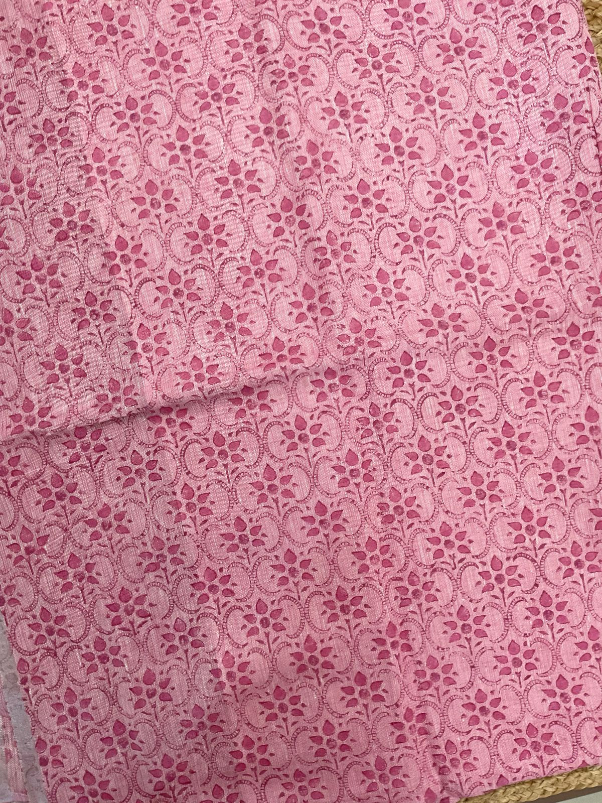 Pure Thick Jute Cotton Printed Suit - Pink