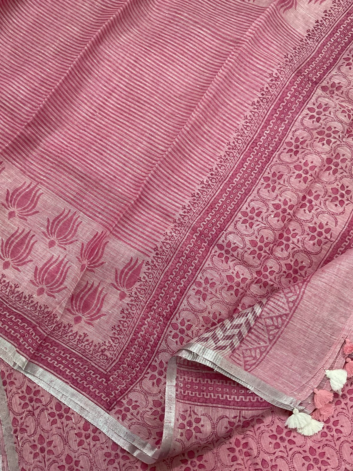 Pure Thick Jute Cotton Printed Suit - Pink