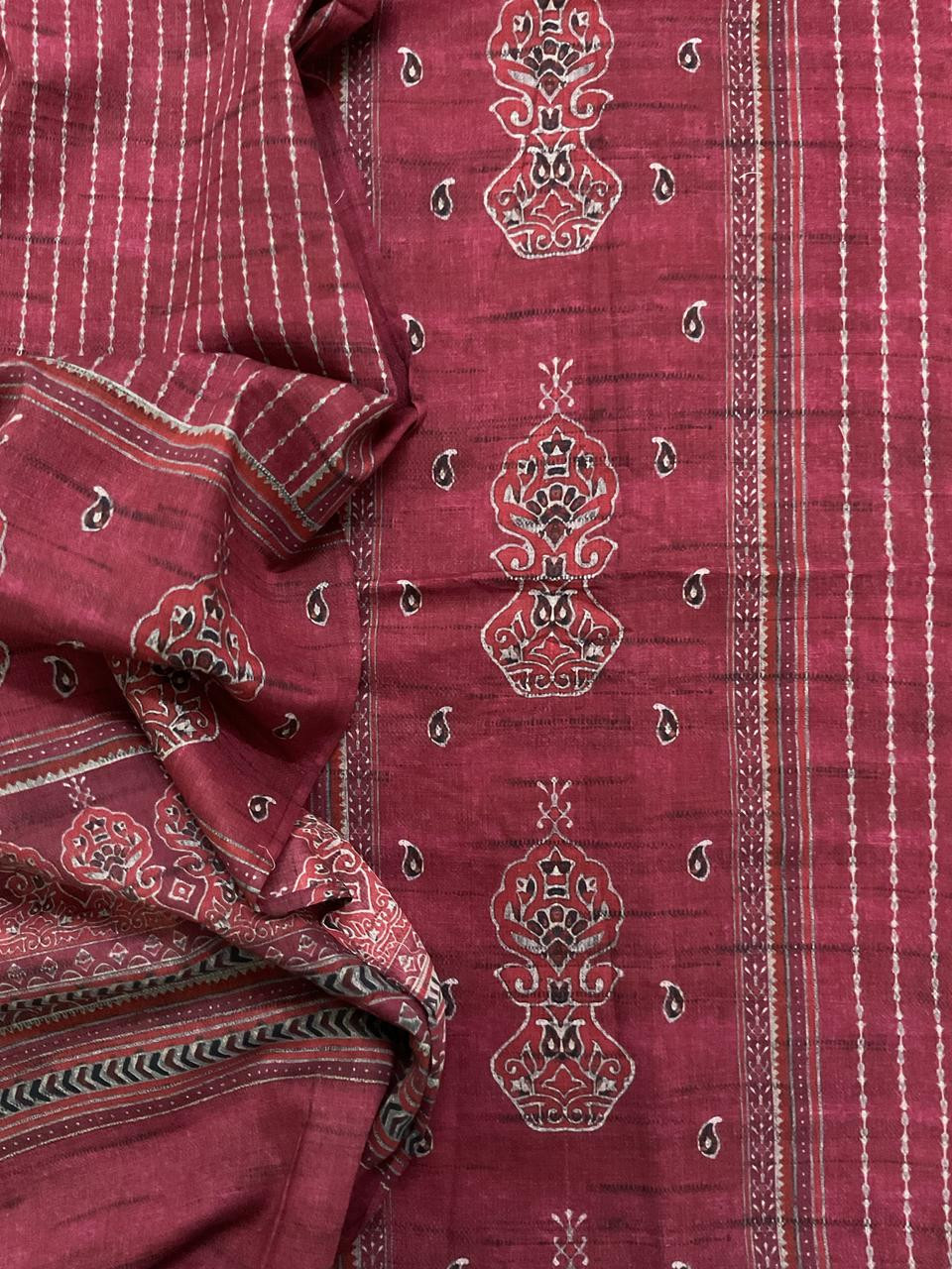 Pure Lawn Cotton Printed Suit - Maroonish Wine