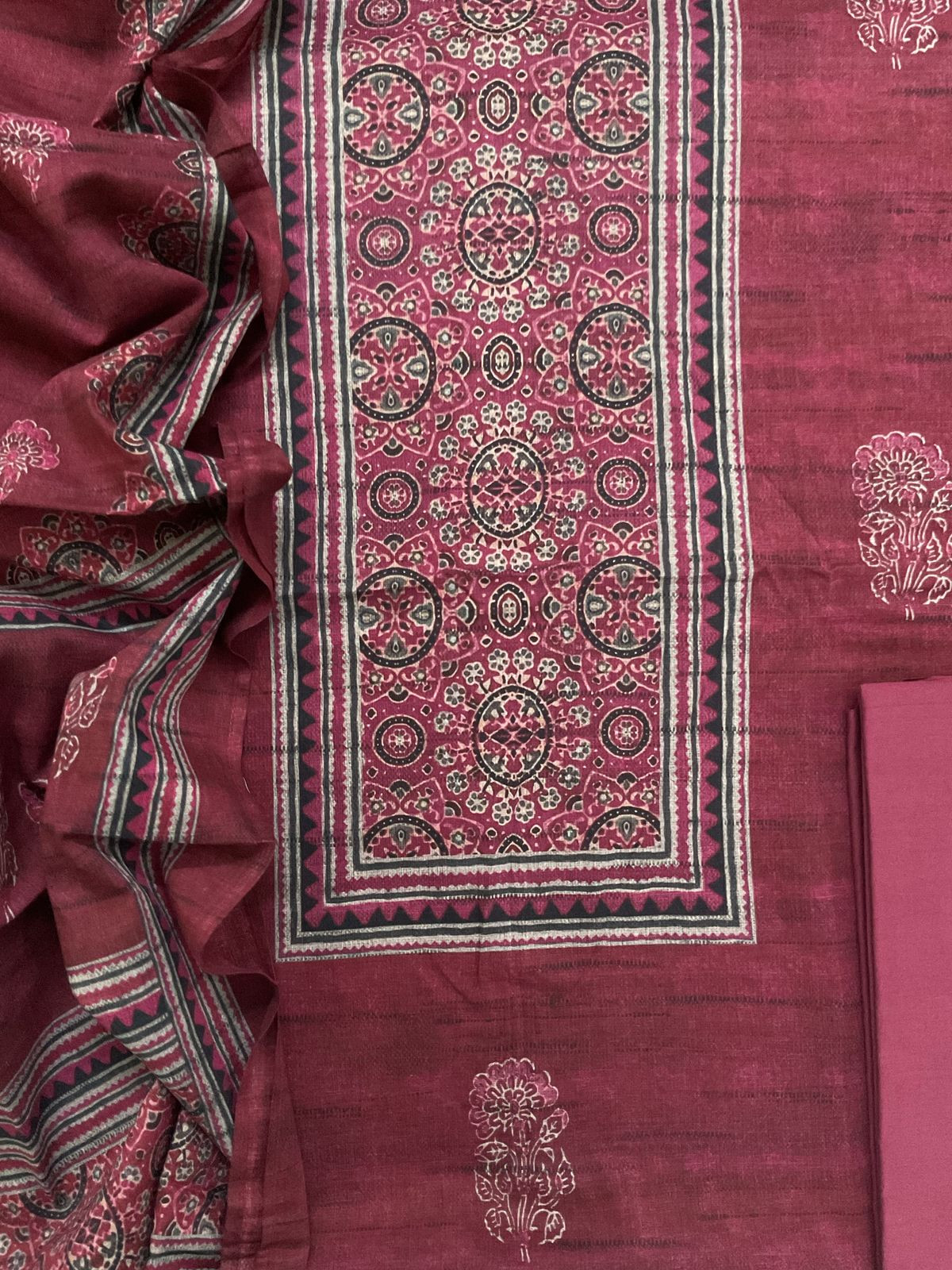 Pure Lawn Cotton Printed Suit - Maroonish Wine