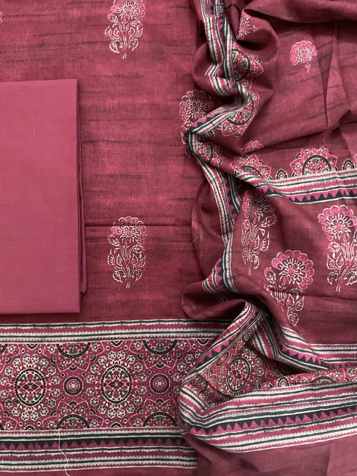 Pure Lawn Cotton Printed Suit - Maroonish Wine